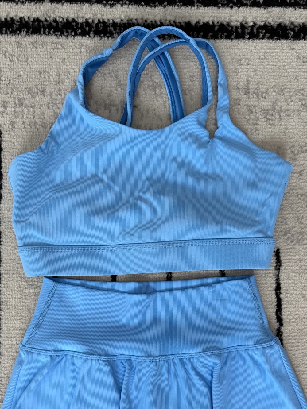 Salt Project Refine Ribbed Cross My Heart Bra in Day Dream Blue